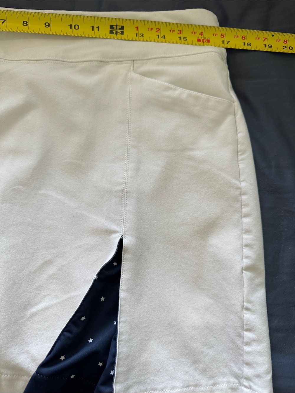 Lady Hagen White Knit Short Skort with Navy Inner Slits